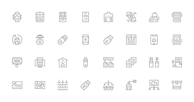 32 Delgado línea estilo íconos desde apoyo colección diseño icono paquete vector