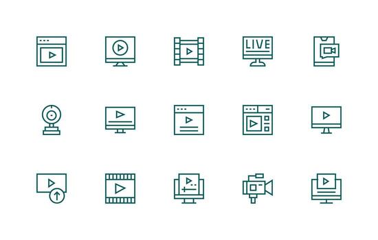 Online Icon Set with 15 Regular Line Graphics Modern Icon Set vector