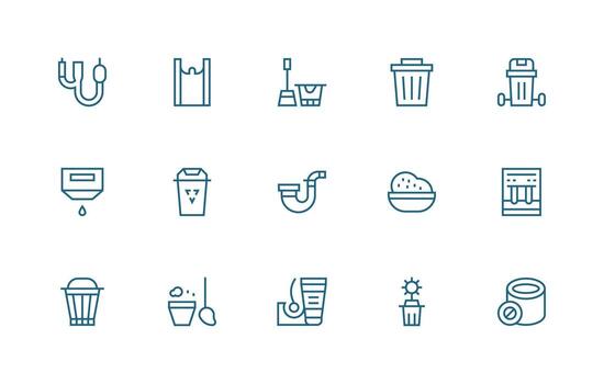 15 Regular Line Designs for Waste Icons Multi-Style Icons for Creative Projects vector