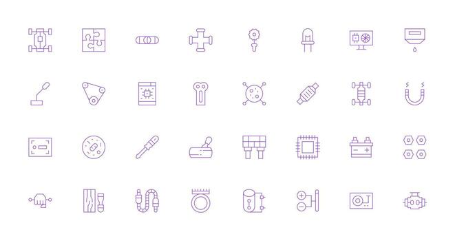 componente diseño íconos presentando 32 en Delgado línea estilo alta resolución íconos para ninguna plataforma vector