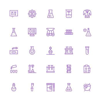 25 Medium Stroke Outline Icons for Experiment Graphics High-Resolution Icons for Any Platform vector