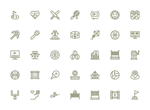 regular limpiar línea estilo jugar íconos con 35 vectores escalable íconos para multiplataforma interfaces