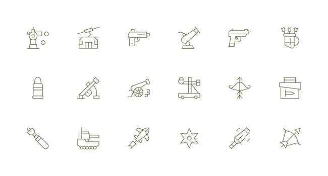 Projectile Visual Pack containing 18 Minimal Line Icons Digital Product Icons for Fast Delivery vector