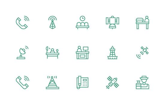 recepción visual paquete conteniendo 15 regular línea íconos universal icono paquete vector