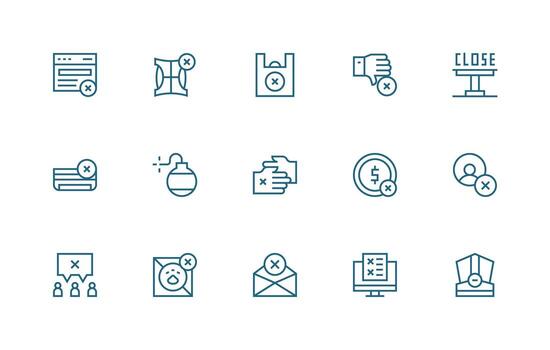 15 Regular Line Style Icons from Cancel Collection App Icon Pack vector