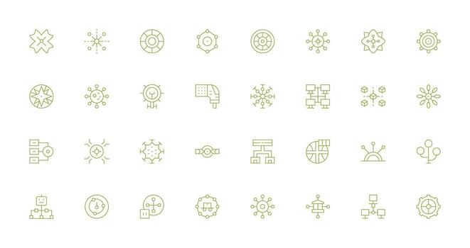 Delgado línea íconos desde cubo conjunto con 32 vectores icono conjunto para web