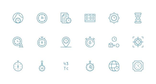 sincronización visual paquete conteniendo 18 mínimo línea íconos interfaz icono colección para diario proyectos vector