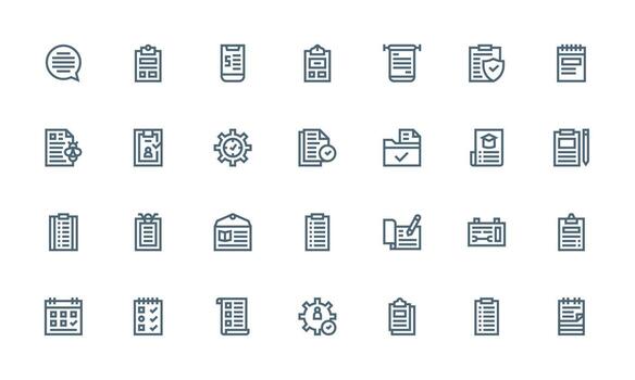 Lista de Verificación visual paquete conteniendo 28 negrita línea íconos lleno icono biblioteca para ui diseñadores vector