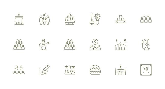 Gathering Visual Pack containing 18 Minimal Line Icons Icon Pack for Various Themes vector