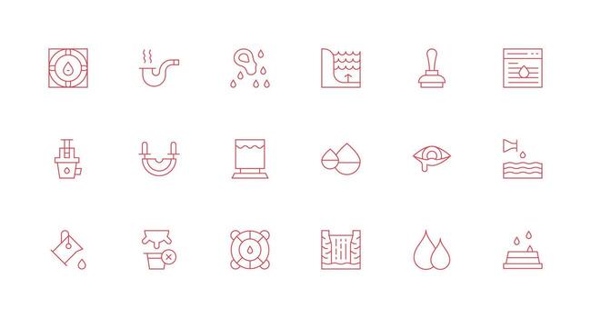 Overflow Design Icons featuring 18 in Minimal Line Style User Interface Icons for Digital Products vector