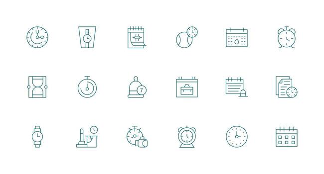 18 Minimal Line Style Icons from Deadline Collection Scalable Icons for All Themes vector