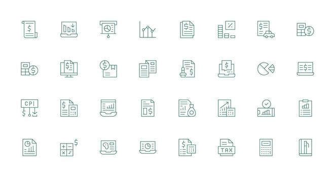 Thin Line Icons from Financial Report Set with 32 Vectors Clean Set for Layout Prototypes
