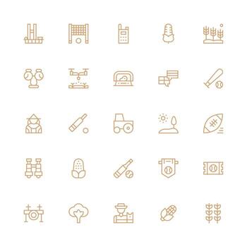 campo presentando 25 íconos en medio carrera contorno diseño interfaz icono colección para diario proyectos vector