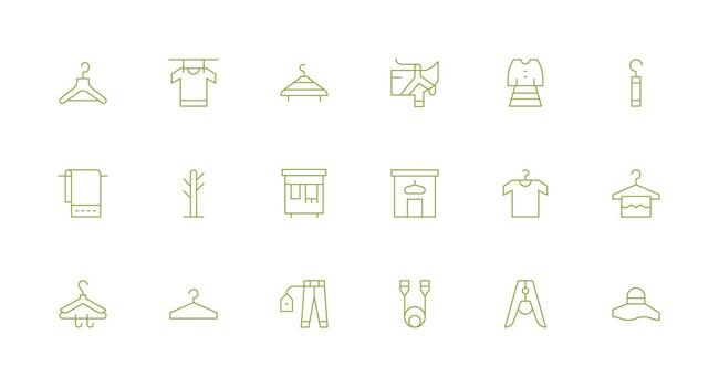 18 Icons for Hanger in Minimal Line Format Style Icon Set vector