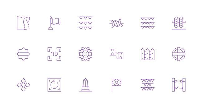 Border Visual Pack containing 18 Minimal Line Icons Interface Icons for Daily Use vector