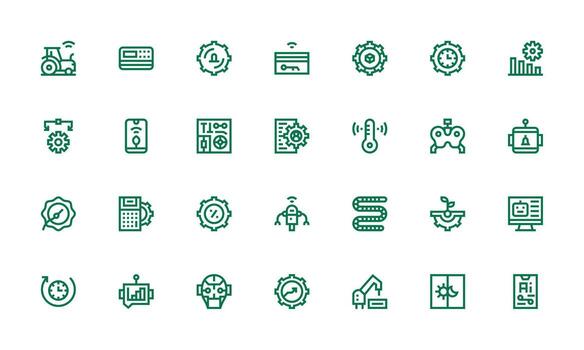 28 Automation Icons in Bold Line Aesthetic Scalable Icons for Cross-Platform Interfaces vector
