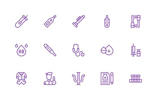 Clinical Design Icons featuring 15 in Regular Line Style Basic Icon Series vector