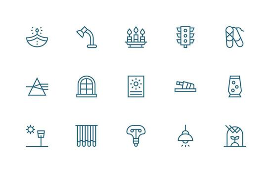 Light including 15 Regular Line Illustrations User Interface Icons for Digital Products vector