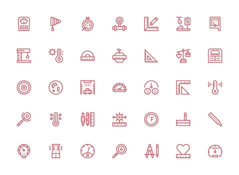 35 regular limpiar línea diseños para medición íconos rápido acceso íconos para ui desarrollo vector