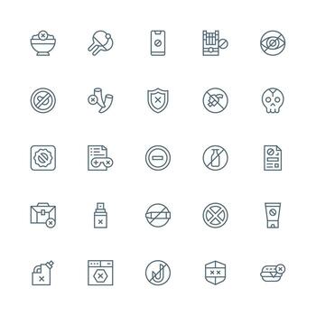 Not Allowed Set with 25 Medium Stroke Outline Icons Dashboard Icon Series vector