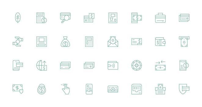 Banking Icon Collection with 32 Thin Line Designs Simple Icons for Interface and Wireframes vector