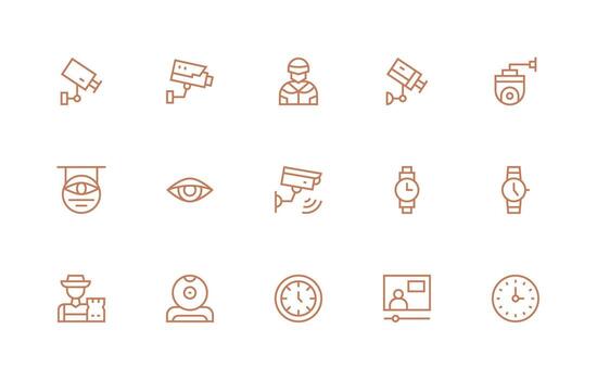 15 Icons for Watch in Regular Line Format Full Icon Library for UI Designers vector
