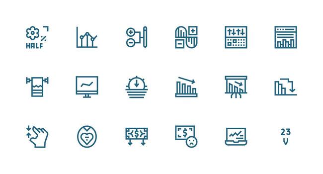 Decrease including 18 Strong Stroke Line Illustrations User Interface Icons for Digital Products vector