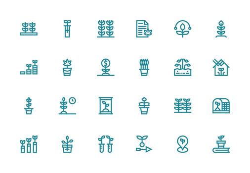 Seedling Design Icons featuring 24 in Thick Line Line Style Detailed Icon Collection for Design Systems vector