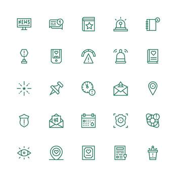 Important featuring 25 Icons in Medium Stroke Outline Design Neatly Designed Icons for Web Platforms vector