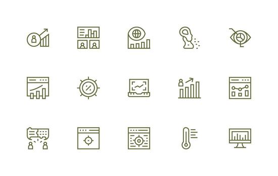 15 Icons for Analytics in Regular Line Format Organized Pack for Project Assets vector