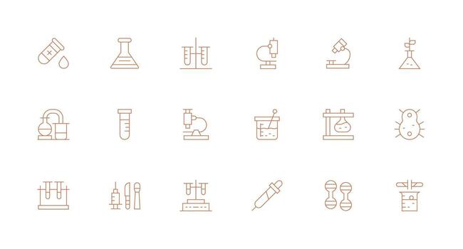 18 Minimal Line Icons for Lab Equipment Graphics Core Icon Collection for Daily Tasks vector