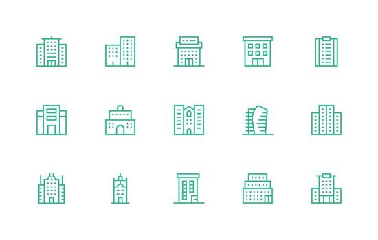 15 Regular Line Vectors for Apartment Building Theme Interface Icons for Daily Use