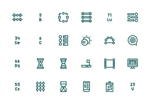 Sequence featuring 24 Icons in Thick Line Line Design Detailed Icon Collection for Design Systems vector