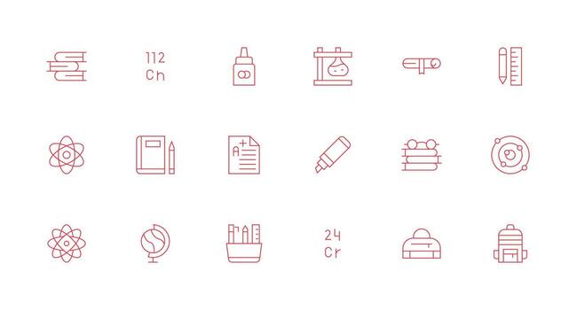 colegio visual paquete conteniendo 18 mínimo línea íconos agudo íconos para presentaciones vector