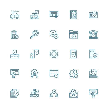 Approved featuring 25 Icons in Medium Stroke Outline Design Customizable Icon Series for Mobile Screens vector
