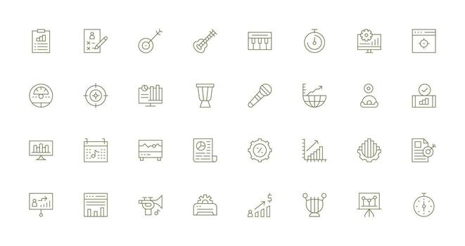 Performance Icon Collection with 32 Thin Line Designs UI and UX Focused Icon Collection vector