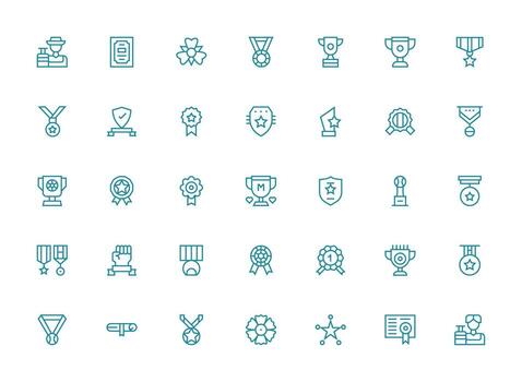 regular limpiar línea íconos desde honor conjunto con 35 vectores estilo icono conjunto