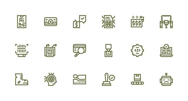 Procesando incluso 18 fuerte carrera línea ilustraciones web icono colección vector