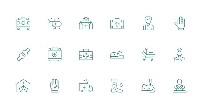 18 Icons for Trauma in Minimal Line Format All Device Compatible Icon Set vector