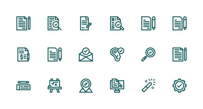 18 fuerte carrera línea estilo íconos desde correcto colección web y aplicación icono paquete colección vector