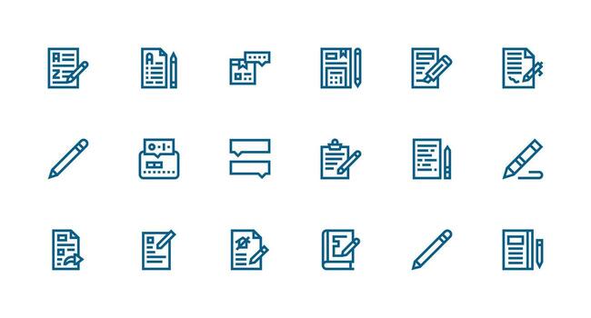 Annotation Icon Set with 18 Strong Stroke Line Graphics Icon Pack for Various Themes vector