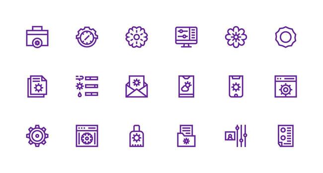 18 Icons for Preferences in Strong Stroke Line Format Quick Access Icons for UI Development vector