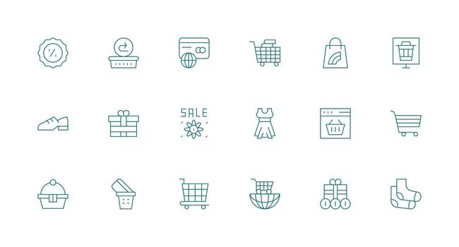 18 Minimal Line Style Icons from Online Shopping Collection Interface Icons for Daily Use vector