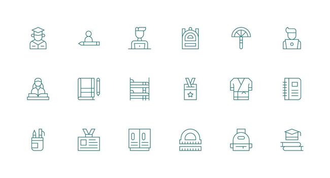estudiante diseño íconos presentando 18 en mínimo línea estilo inteligente icono colección vector