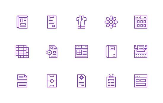 15 Template Icons in Regular Line Aesthetic User Interface Icons for Digital Products vector