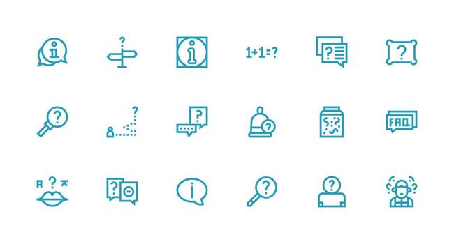 18 Strong Stroke Line Style Icons from Question Mark Collection Reusable Icon Set vector