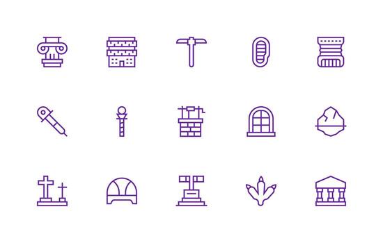 Stone Icon Set with 15 Regular Line Graphics Icon Set for Web vector