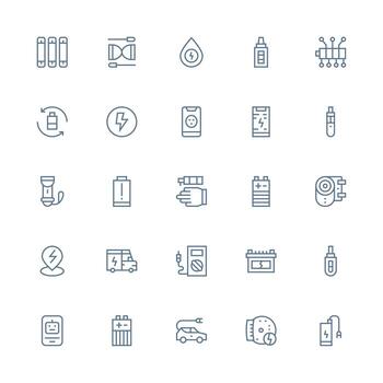 Medium Stroke Outline Icons from Battery Set with 25 Vectors Simple Icons for Interface and Wireframes