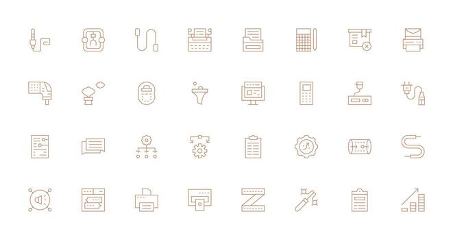 32 Delgado línea íconos para salida gráficos icono conjunto para web vector