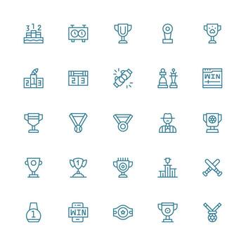 medio carrera contorno estilo concurso íconos con 25 vectores íconos construido para visual consistencia paquete